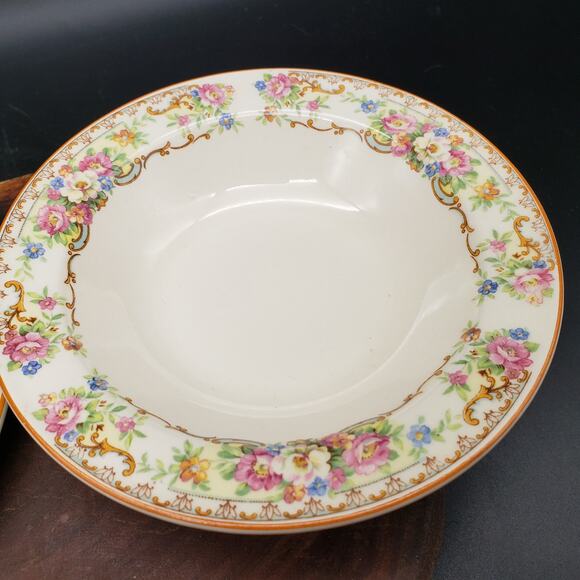 Vintage Edwin Knowles Hostess Cup, Berry Bowl & Bread Plate Trio – Floral Scroll - Picture 11 of 12